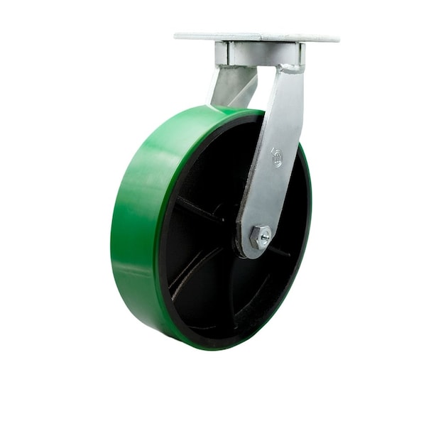 10'' Extra Heavy Duty Green Poly on Cast Iron Wheel Swivel Top Plate Caster
